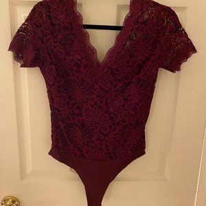 Maroon Lace Bodysuit